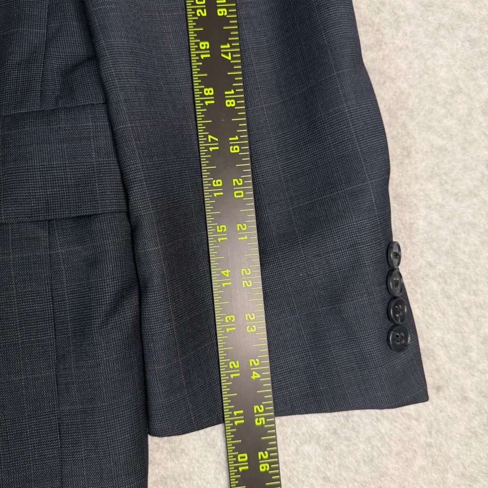 Hart Schaffner Marx Dillard's Mens 44R Blazer Pure New Wool Glen Plaid Charcoal - Picture 6 of 16